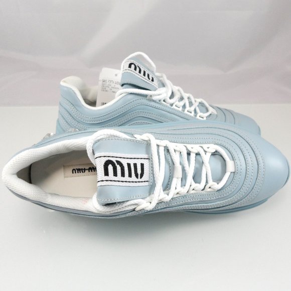 NIB$950 Miu Miu Crystal-Embellished Leather Chunky Sole Low-Top Sneakers 38/38.5 - Picture 9 of 16